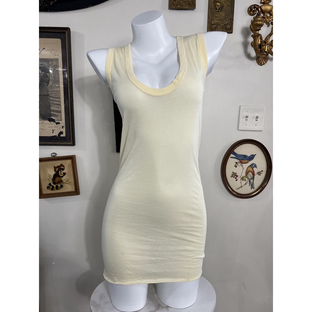 Enza Costa Pale Yellow Scoop Neck Sleeveless Tank Dress Size Medium